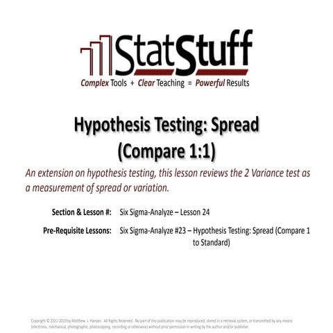 Hypothesis Testing: Spread (Compare 1:1)