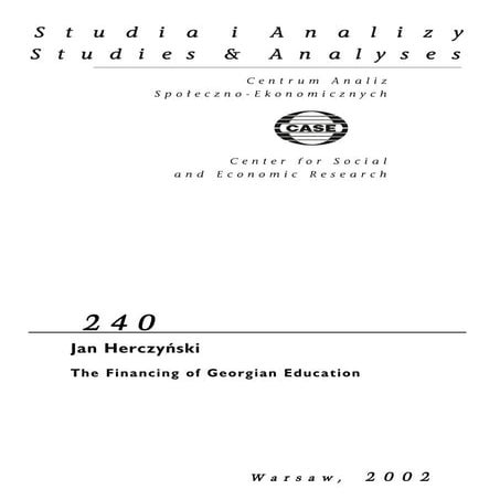 CASE Network Studies and Analyses 240 - The Financing of Georgian Education