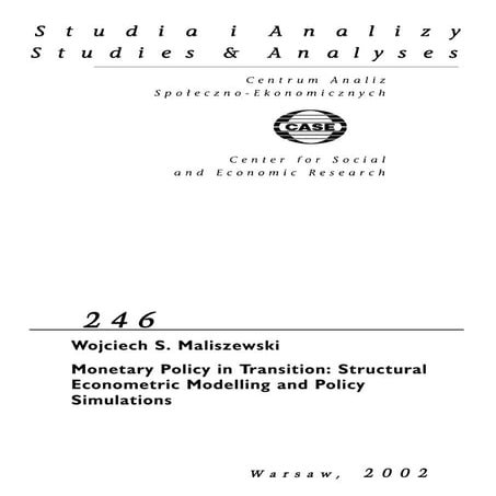 CASE Network Studies and Analyses 246 - Monetary Policy in Transition: Struct...