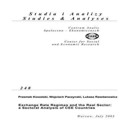 CASE Network Studies and Analyses 248 - Exchange Rate Regimes and the Real Se...