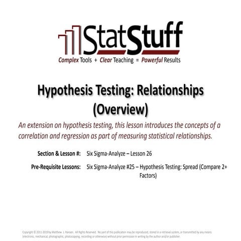 Hypothesis Testing: Relationships (Overview)