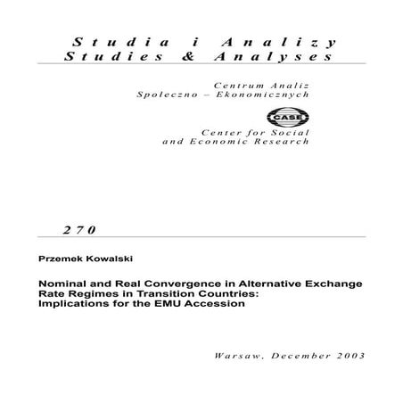 CASE Network Studies and Analyses 270 - Nominal and Real Convergence in Alter...