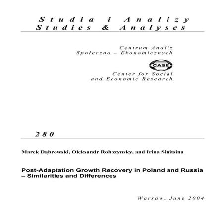 CASE Network Studies and Analyses 280 - Post-Adaptation Growth Recovery in Po...