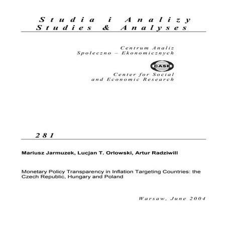 CASE Network Studies and Analyses 281 - Monetary Policy Transparency in Infla...
