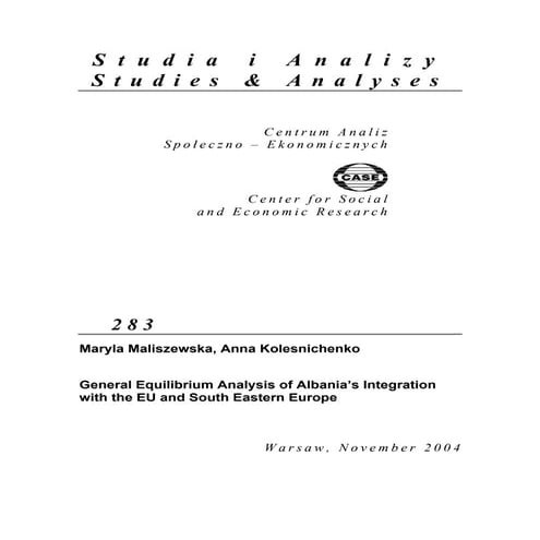 CASE Network Studies and Analyses 283 - General Equilibrium Analysis of Alban...