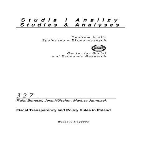 CASE Network Studies and Analyses 327 - Fiscal Transparency and Policy Rules ...
