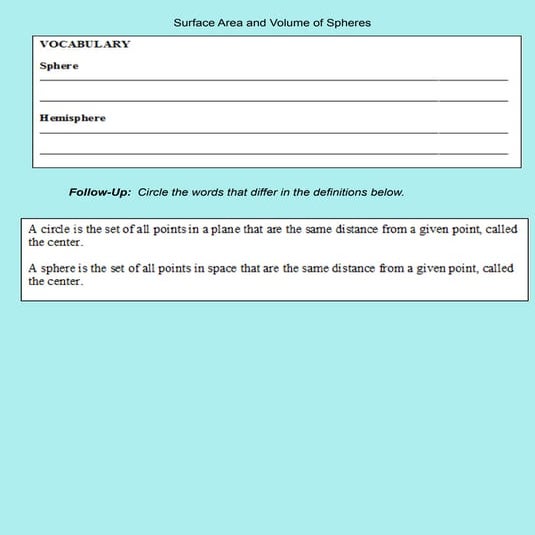 Sa and volume of spheres