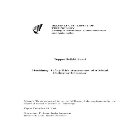 Machinery Safety Risk Assessment of a Metal Packaging Company