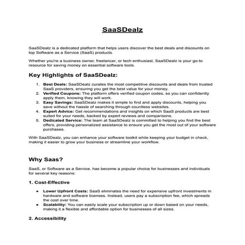 About SaaSDealz: 500+ Top discounts, Free Trial,  Lifetime Deals.pdf