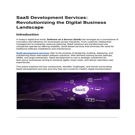 SaaS Development Services: Revolutionizing the Digital Business Landscape