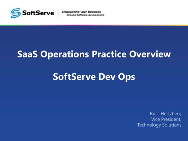 SaaS Operations Practice Overview SoftServe DevOps