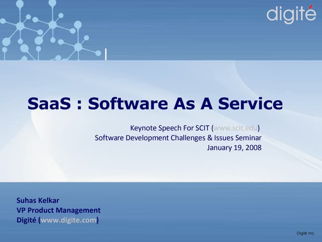SaaS Presentation at SCIT Conference