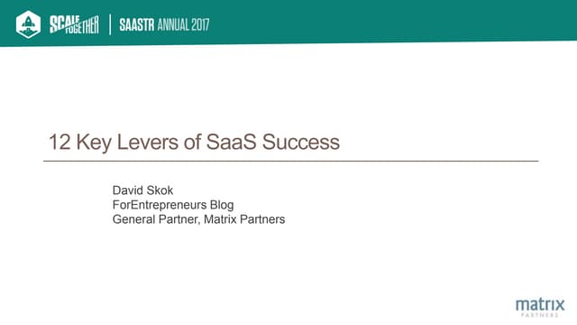 12 Key Levers of SaaS Success