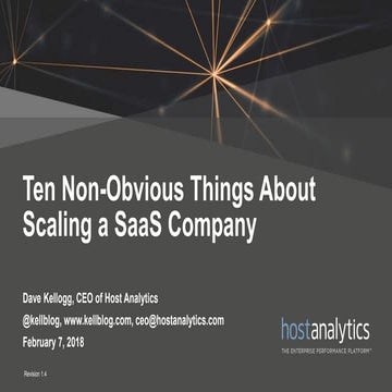 SaaStr18 Dave Kellogg Ten Non-Obvious About Scaling SaaS