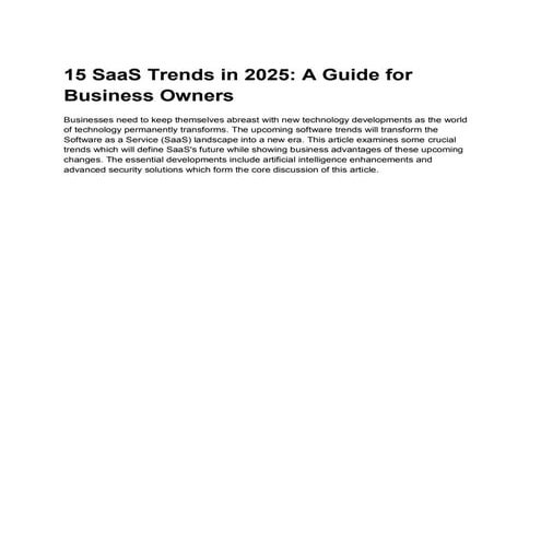15 SaaS Trends in 2025: Key Insights for Business Owners