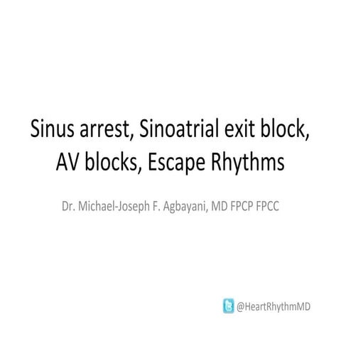 ECG Lecture: Sinus arrest, sinoatrial exit block, AV block and escape rhythms