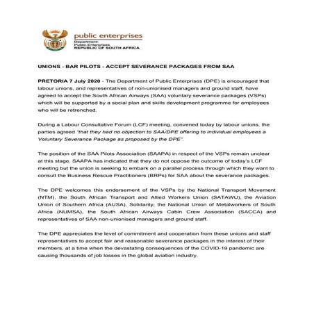 SAA Voluntary Severance Packages 07 July 2020 | PDF