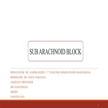 Subarachnoid block a brief insight .pptx
