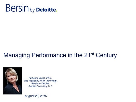 Saba - Bersin by Deloitte - Performance Management in the 21st Century