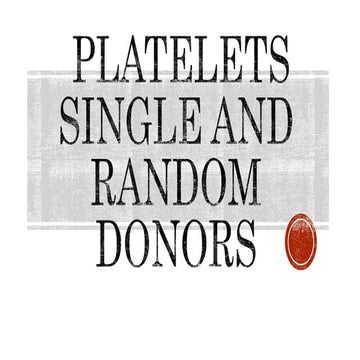 platelets single and random donors 