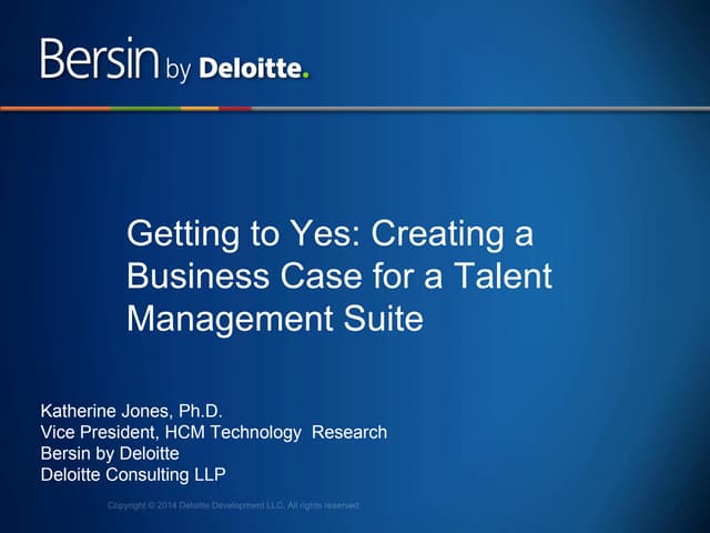 Building a Business Case for a Talent Management Suite