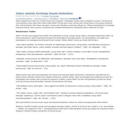 Sabar adalah gerbang segala kebaikan