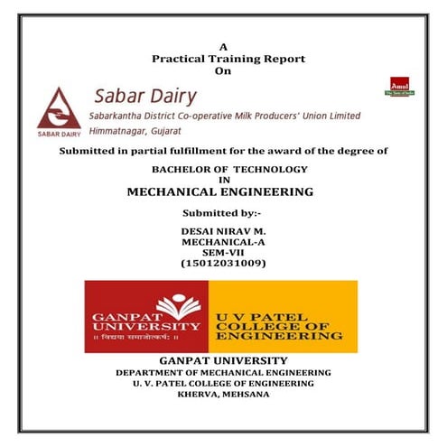 Sabardairy Training Report