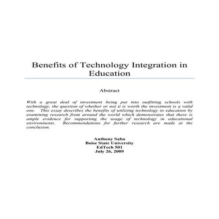Saba synthesis paper education and technology