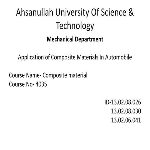 Applications of composite materials in automobile