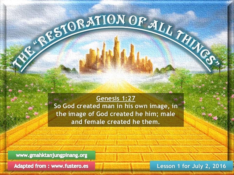 Sabbath school lesson 1, 3rd quarter of 2016