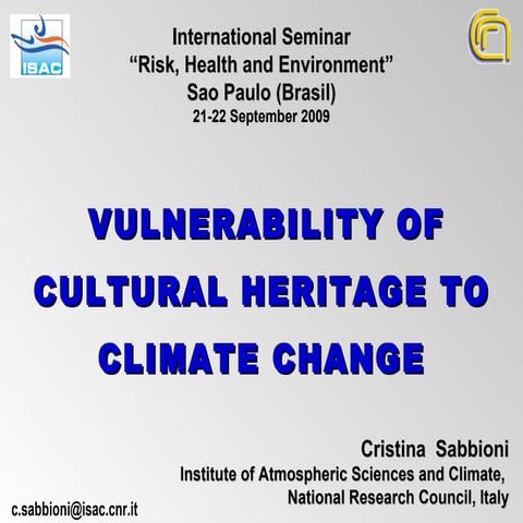 Vulnerability of cultural heritage to climate change | PPT