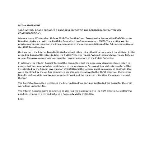 Sabc financials media statement | PDF