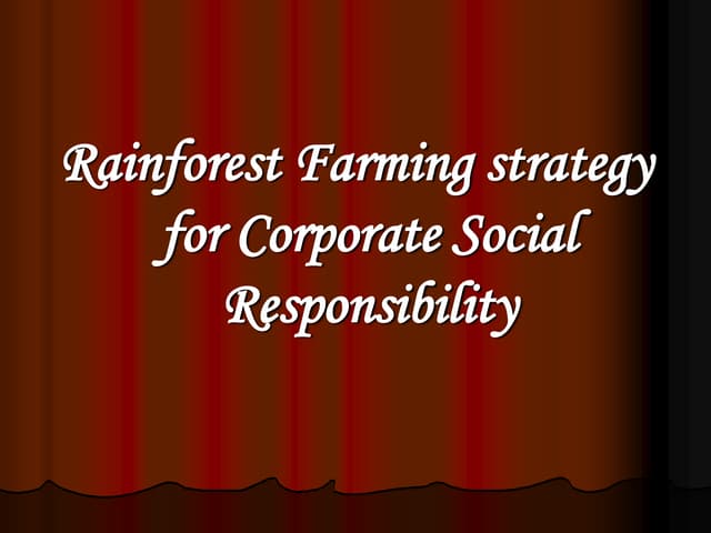 MINDANAO COURSE - Rainforestation Farming Strategy for Corporate Social Responsibility - Sabdulla Abubacar