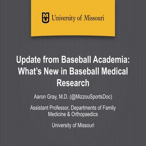 Update from Baseball Academia: What's New in Baseball Medical Research
