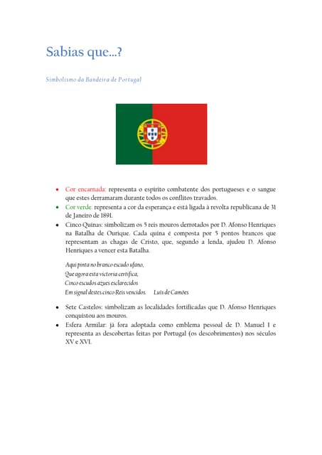 Símbolos de portugal: Bandeira e Hino | PDF