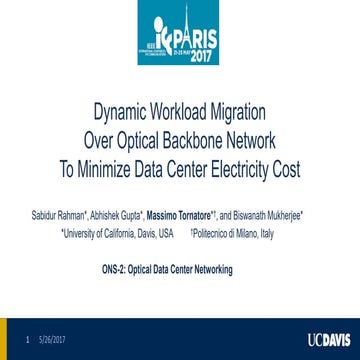 Dynamic workload migration over optical backbone network to minimize data cen...