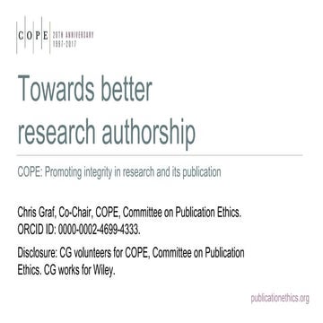  Towards better research authorship