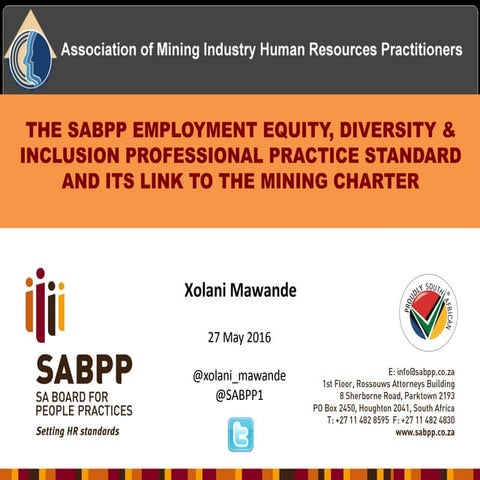 The SABPP Employment Equity, Diversity & Inclusion Professional Practice Stan...