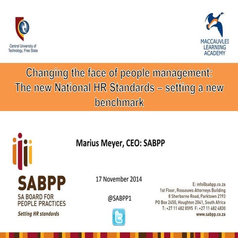 SABPP HR Standards - Maccauvlei cut 2014