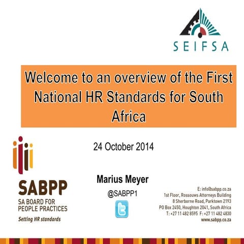 SABPP HR Standards -  SEIFSA 2014