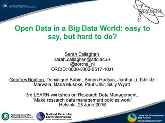 Open Data in a Big Data World: easy to say, but hard to do?
