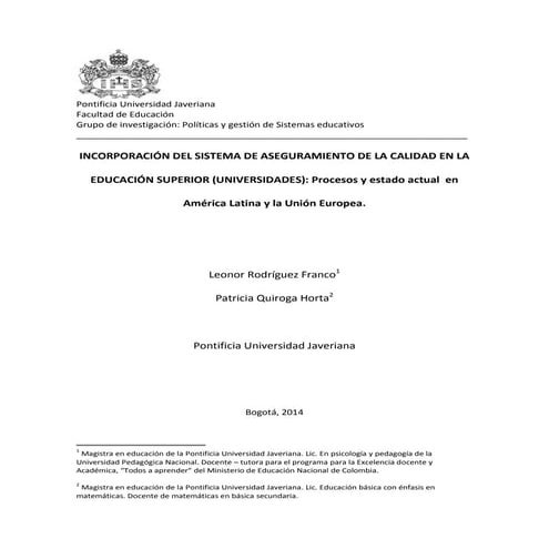 Aseguramiento de la calidad en iberoamérica | PDF