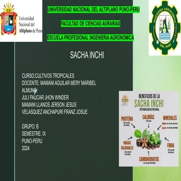 SACHA INCHI, SIEMBRA, SUELO, CLIMA ABONAMIENTO