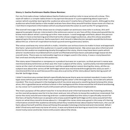 Sacha parkinson radio show review