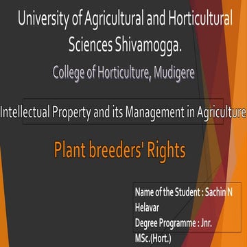 Plant Breeders' Rights