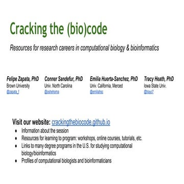 Cracking the (bio)code -- Professional Development Session at SACNAS 2014