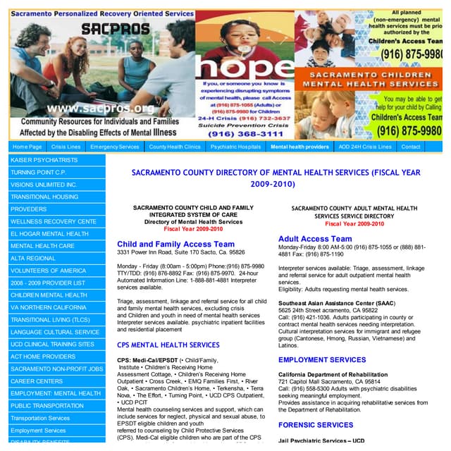 Sacramento County  Mental Health Providers