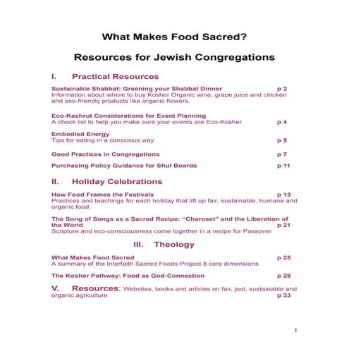 What Makes Food Sacred - Resources for Jewish Congregations  