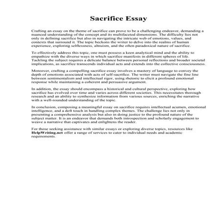 Sacrifice Essay. Atlantic International University