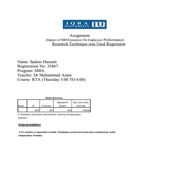 Impact of HRM practices On Employees Performance